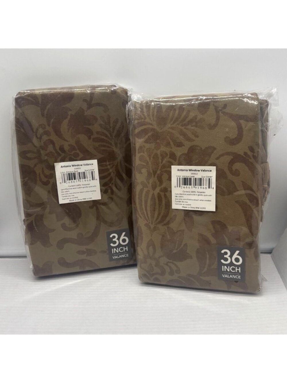 Set of 2 Antonia Blackout Window Valance, 52" x 36", Antique Gold